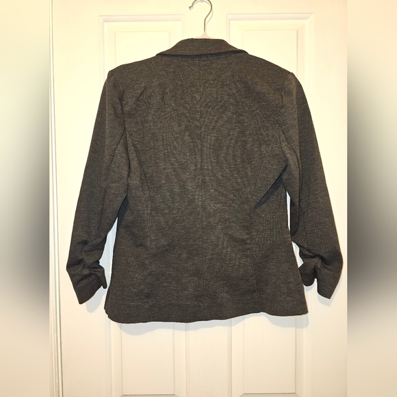 Christian Siriano Dark Gray Ruched-Sleeve Blazer – Size S - Picture 2 of 2